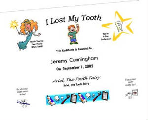 Tooth Fairy Certificate Example (Upgrade #TF1)